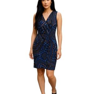 Barney's NY CO-OP Silk Geometric Print Draped Sheath Dress sze 8